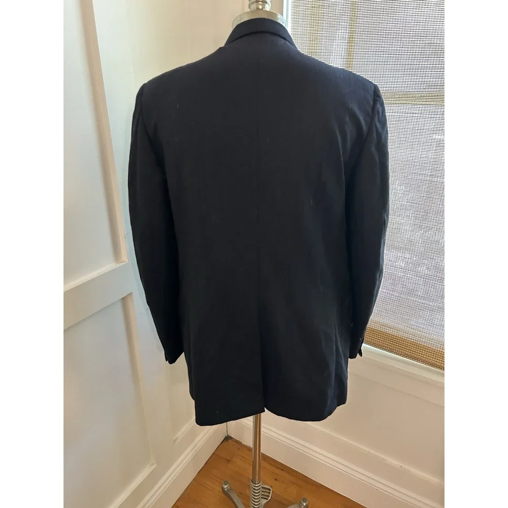 Vtg Sports Coat 44 Navy Blue Jacket Pure Wool Union Made USA Nordstrom 2 Bttn